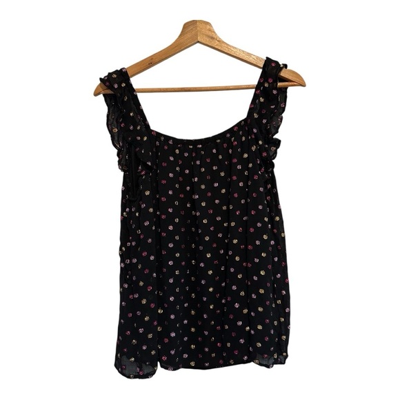 LOFT Women's Black Sheer Polka Dotted Tank Top Size Large - Picture 3 of 9
